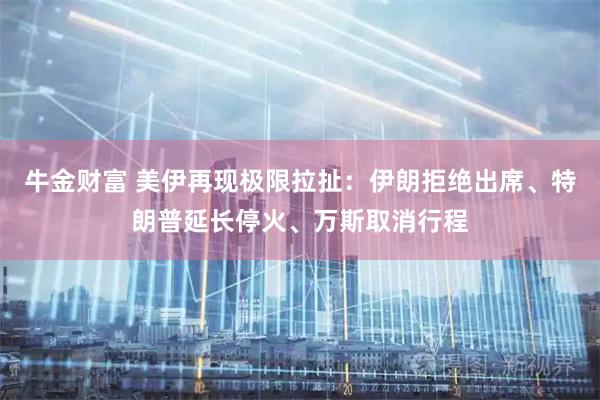 牛金财富 美伊再现极限拉扯：伊朗拒绝出席、特朗普延长停火、万斯取消行程