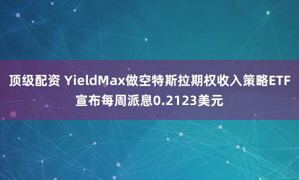 顶级配资 YieldMax做空特斯拉期权收入策略ETF宣布每周派息0.2123美元
