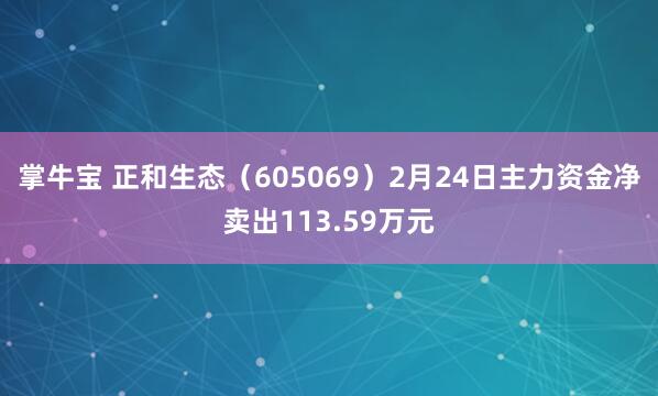 掌牛宝 正和生态（605069）2月24日主力资金净卖出113.59万元
