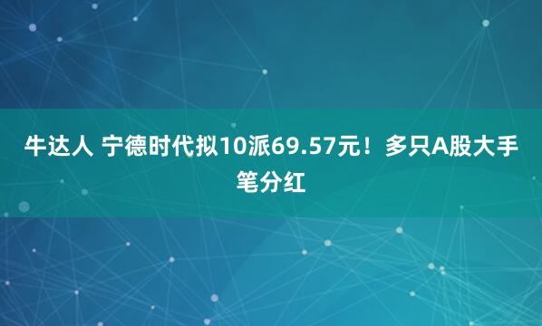 牛达人 宁德时代拟10派69.57元！多只A股大手笔分红