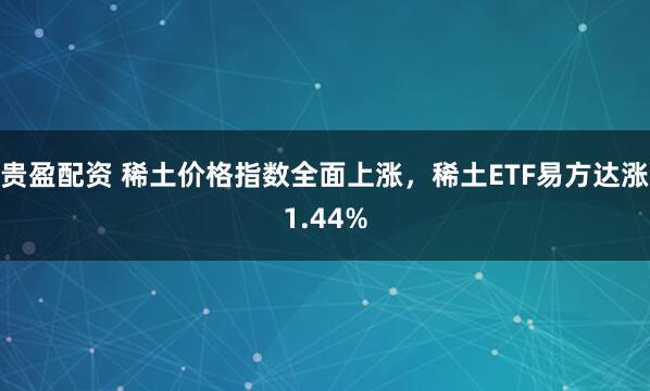 贵盈配资 稀土价格指数全面上涨，稀土ETF易方达涨1.44%