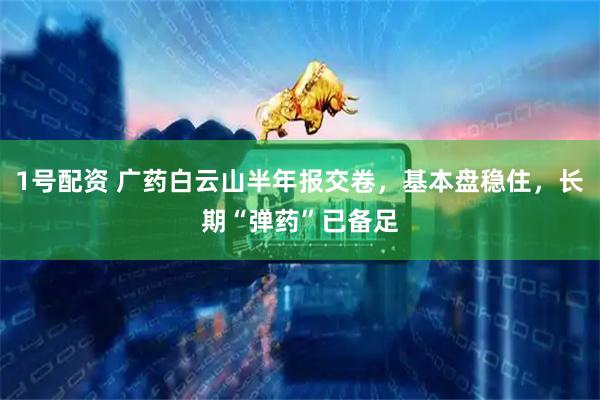 1号配资 广药白云山半年报交卷，基本盘稳住，长期“弹药”已备足